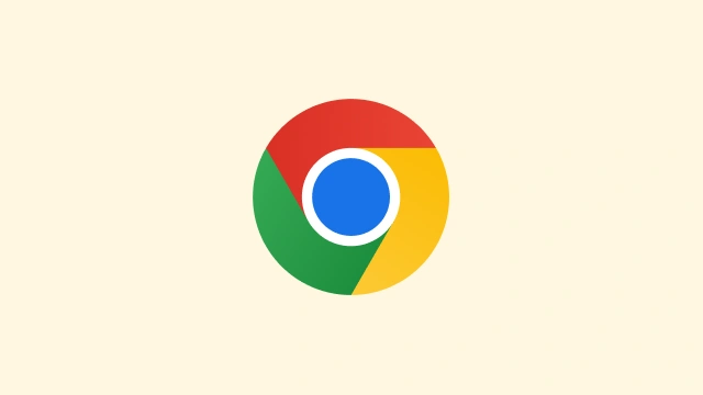 黄色い背景の上に表示されている Chrome のボールのロゴ。